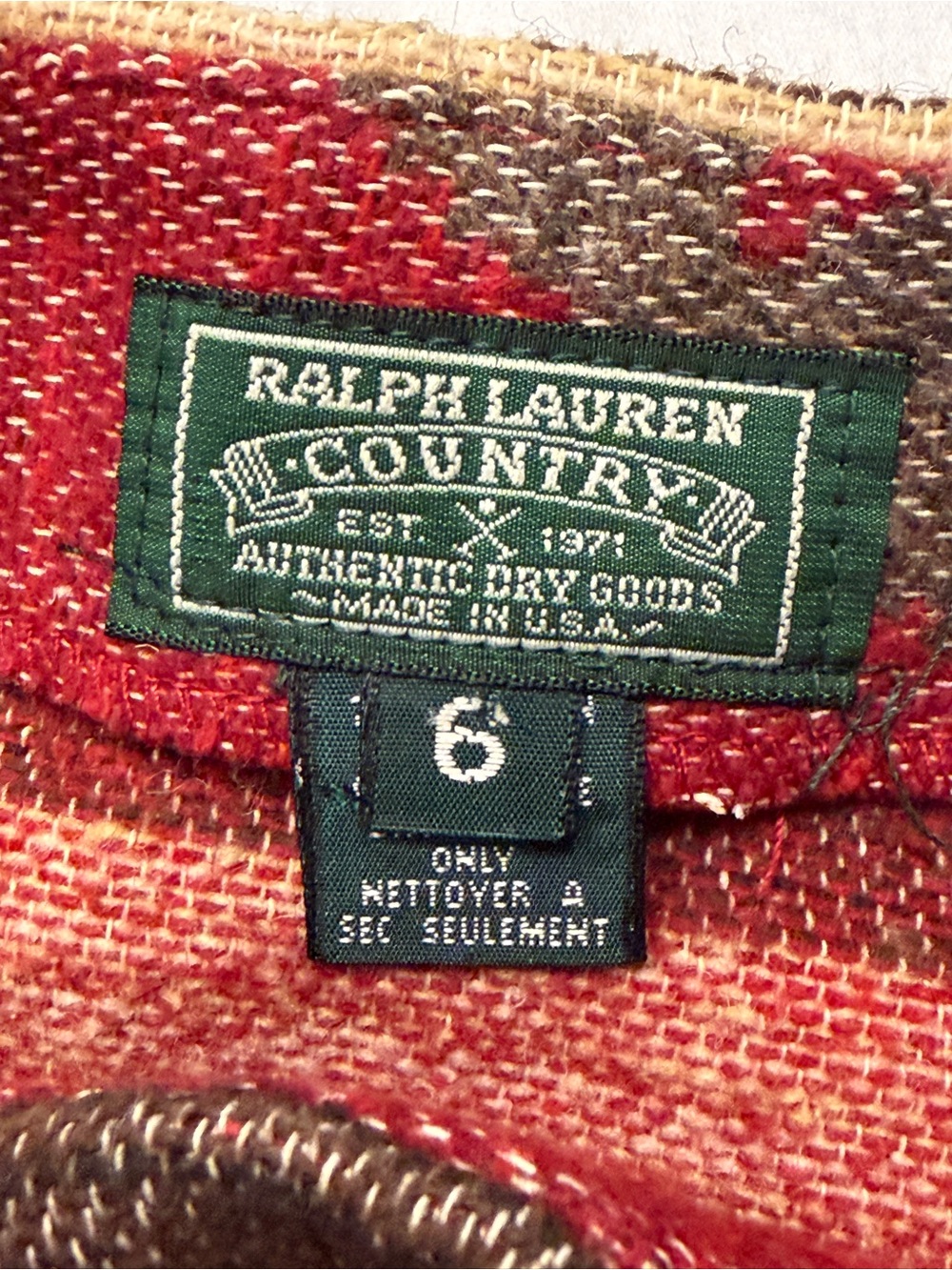 Authentic Rare Ralph Lauren Vintage Country Southwestern Blanket Wrap Skirt Sz 6 - Picture 6 of 9